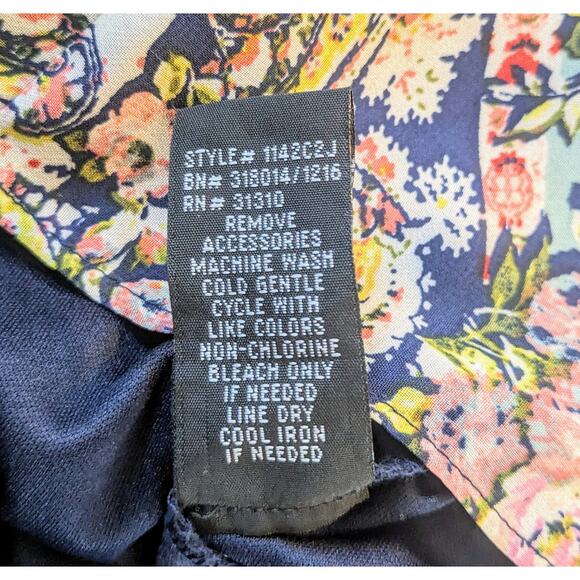 New A Byer Shift Dress Sz Large Midi Sleeveless Flowy Floral Boho Chevron Stripe - Picture 12 of 12